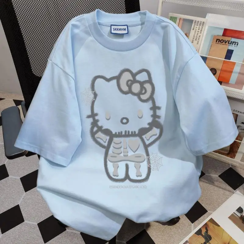 Kawaii Sanrio Hello Kitty T-shirt met korte mouwen Nieuwe stijl Amerikaans studentenmeisje Hoge kwaliteit korte mouwen Cartoon zomer los