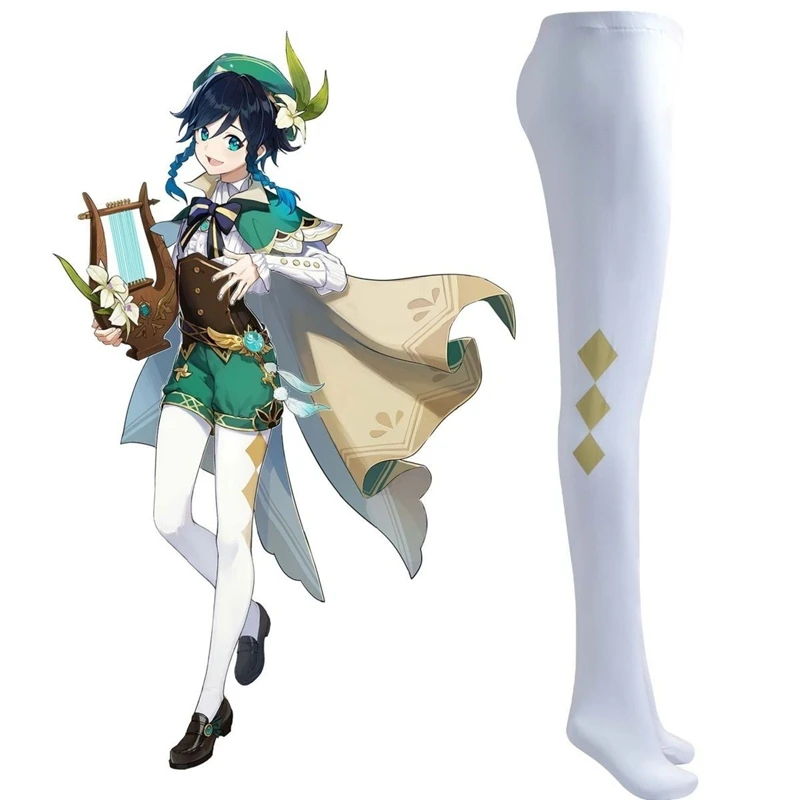 

New Game Genshin Impact Anime Peripheral KEQING Two-Dimensional Cosplay Sexy VENTI Pantyhose