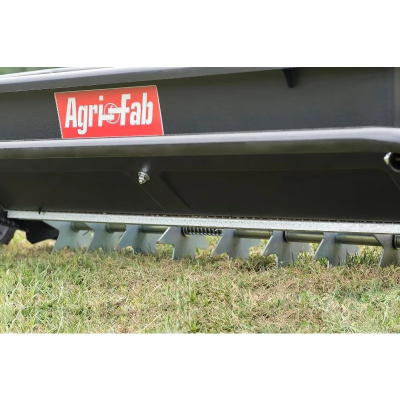 100lb Poly Drop Spreader/Spike Aerator，Universal hitch attaches easily to any brand of tractor