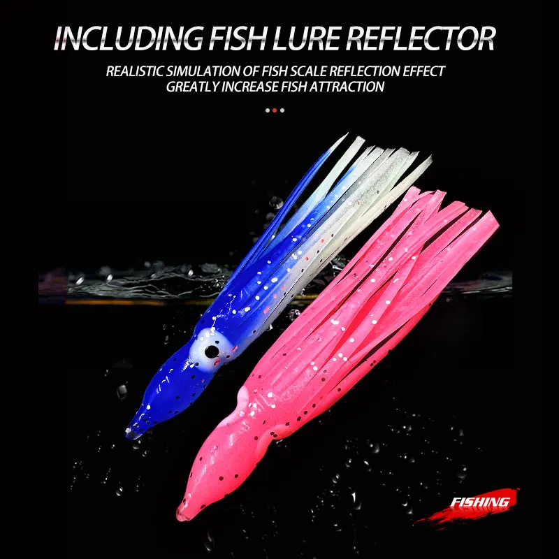 5PCS/bag 5-12cm 20 Colors Glow Squid for Fishing Lure Soft Rubber Hoochies Octopus Squid Skirt Bait Seawater for Bass Tuna