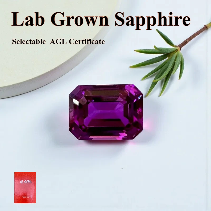 

Purplish Red Lab Grown Sapphire Emeralds Cut Loose Gemstone Bead For Jewelry Making Selectable AGL Certificate