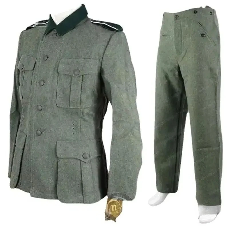 

Немецкая полевая блуза WH M36 из шерсти, цвет серый, с брюками (опционально), для театральных постановок, кино, косплея, костюм