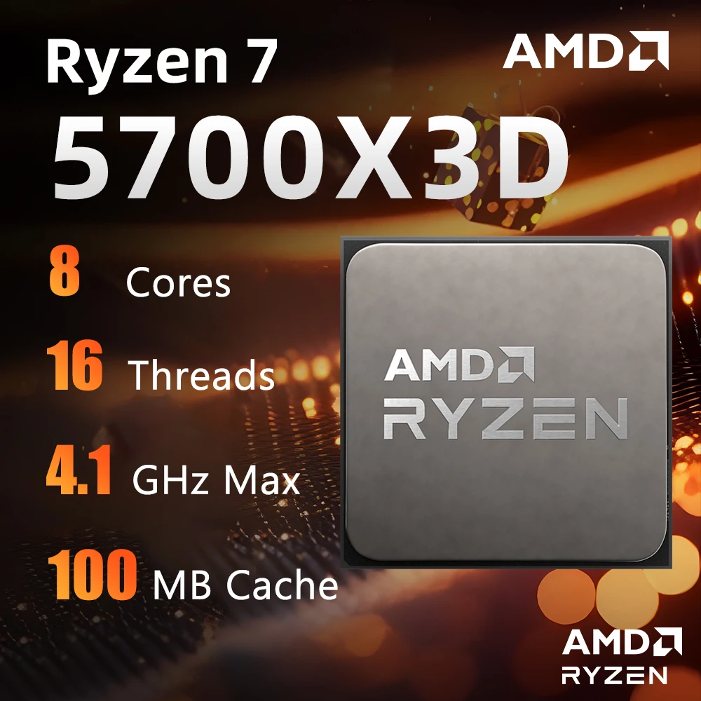 AMD Ryzen 7 5700X3D Brand New CPU 4.1GHz 8-Core 16-Thread 100MB Cache 7NM TDP 105W Socket AM4 Gaming Processor