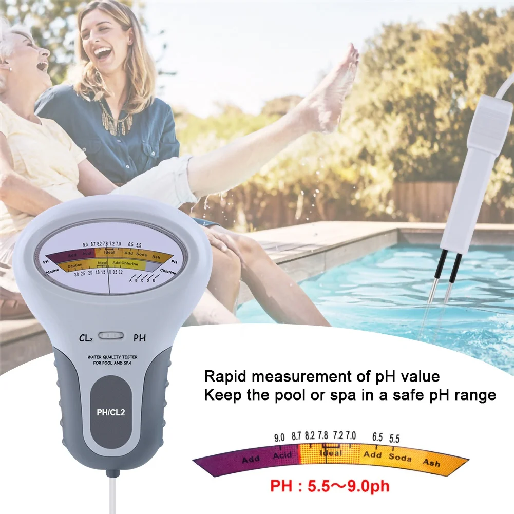 PC102 Portable Water Quality Tester Digital 2 in 1 PH & Chlorine Level CL2 Meter Detector for Swimming Pool Spa