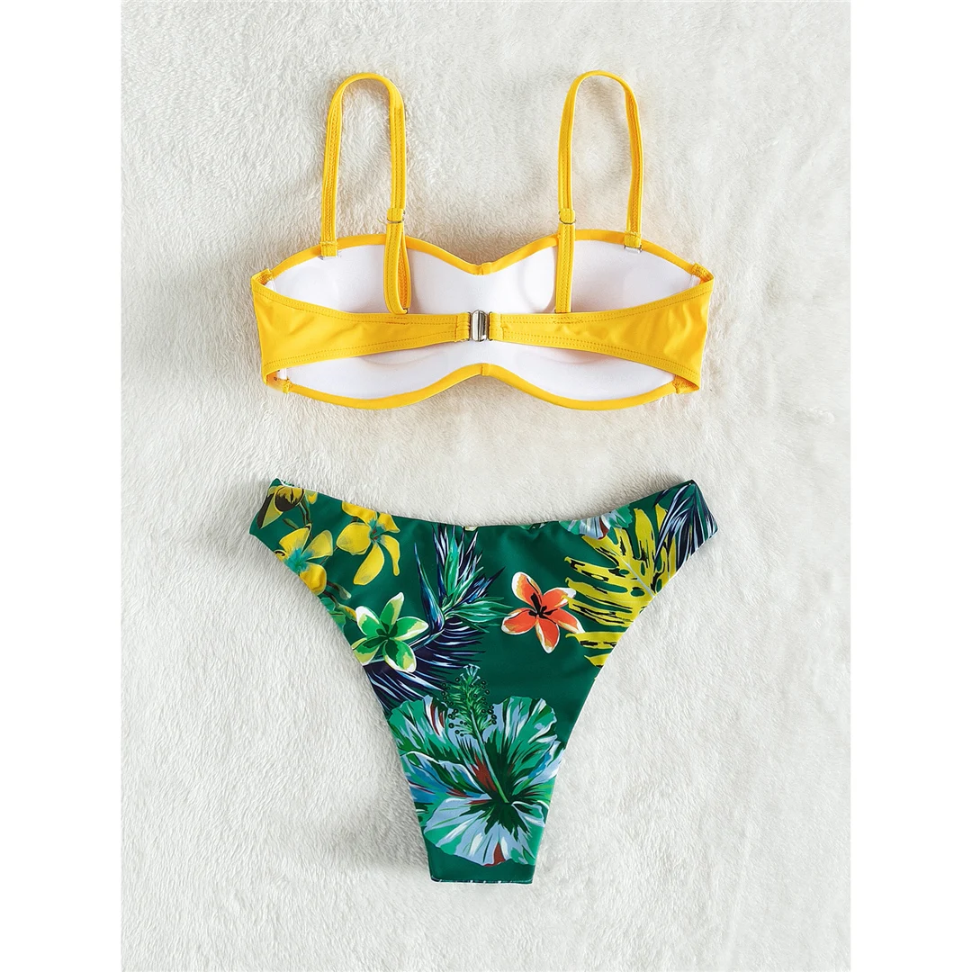 Bikini mit Blumenmuster, Push-up-Badeanzug, Damen-Badebekleidung, zweiteiliges Bikini-Set mit BH-Einlagen, Badeanzug, Badebekleidung, Modell V6296. – Detail 25