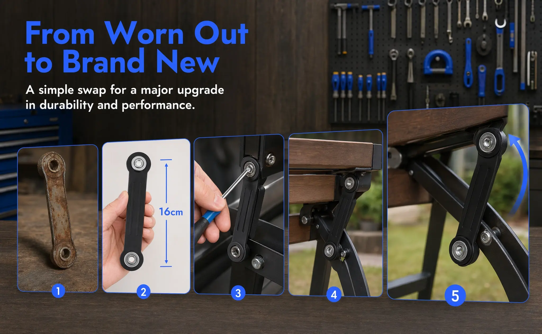 Outdoor Bench Glider Arm Brackets Upgrade Corrosion Resistant Patio Swing Hardware Smooth Operation Rocking Chair Furniture