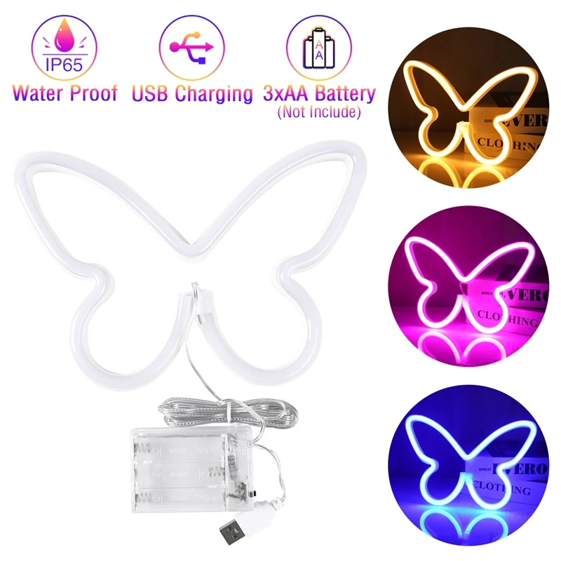 Butterfly LED Neon Light Luminous Christmas Decoration Neon Lamp For Home Living Room Party Wall Decor Festival Adult Kid Gift