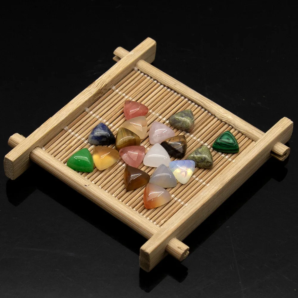 10 قطعة/الحزمة 10 مللي متر مثلث الشكل الأحجار الكريمة كبوشن الخرز تلميع خرز كريستالي DIY بها بنفسك خواتم المعلقات إكسسوارات عقد