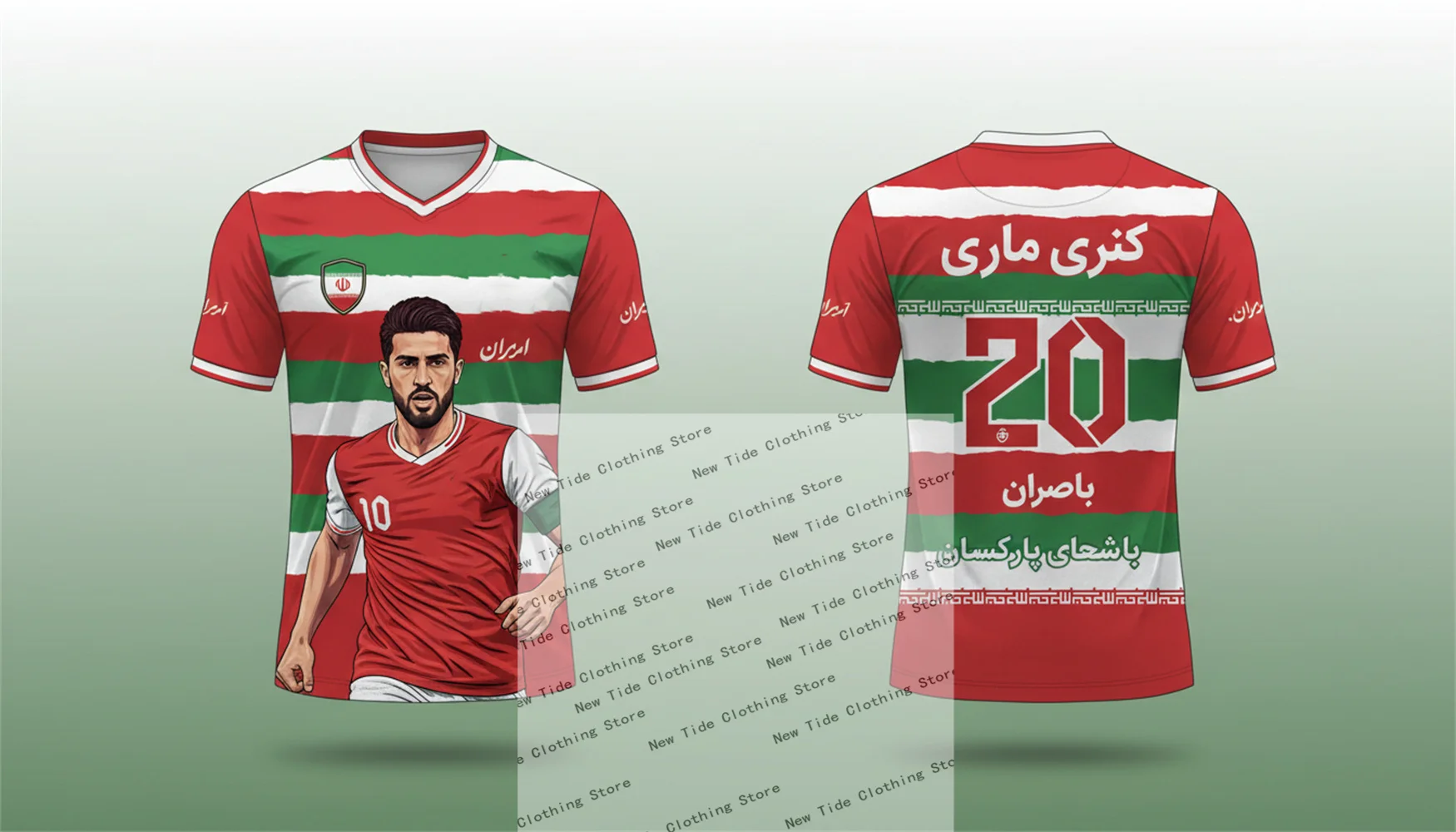 إيران 2026 كرة القدم لكرة القدم جيرسي وتي شيرت للرجال المشجعين - مجموعة معدات نمط المعجبين تظهر دعمك والفخر الآن 1 #6