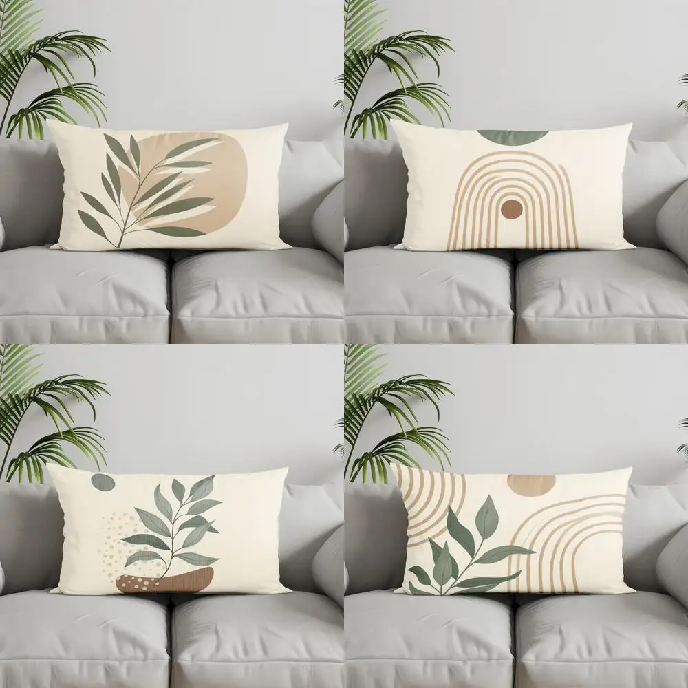 Home Decor Minimalist Leaf-Patterned Rectangle Pillow Suitable For Sofa Bedroom Car Cushion Rectangular Back Cushion