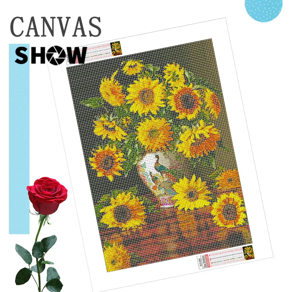 AZQSD 5d Diamond Painting Sunflower Flower Mosaic 30x40cm Full Round Drill Cross Stitch Kits Embroidery Floral Gift Handmade