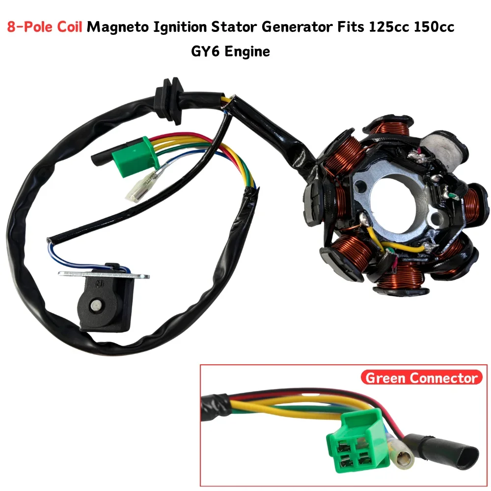 1pc 8‑Coil DC Magneto Stator Alternator Replacement for 4‑Stroke GY6 50cc‑150cc Moped Scooter