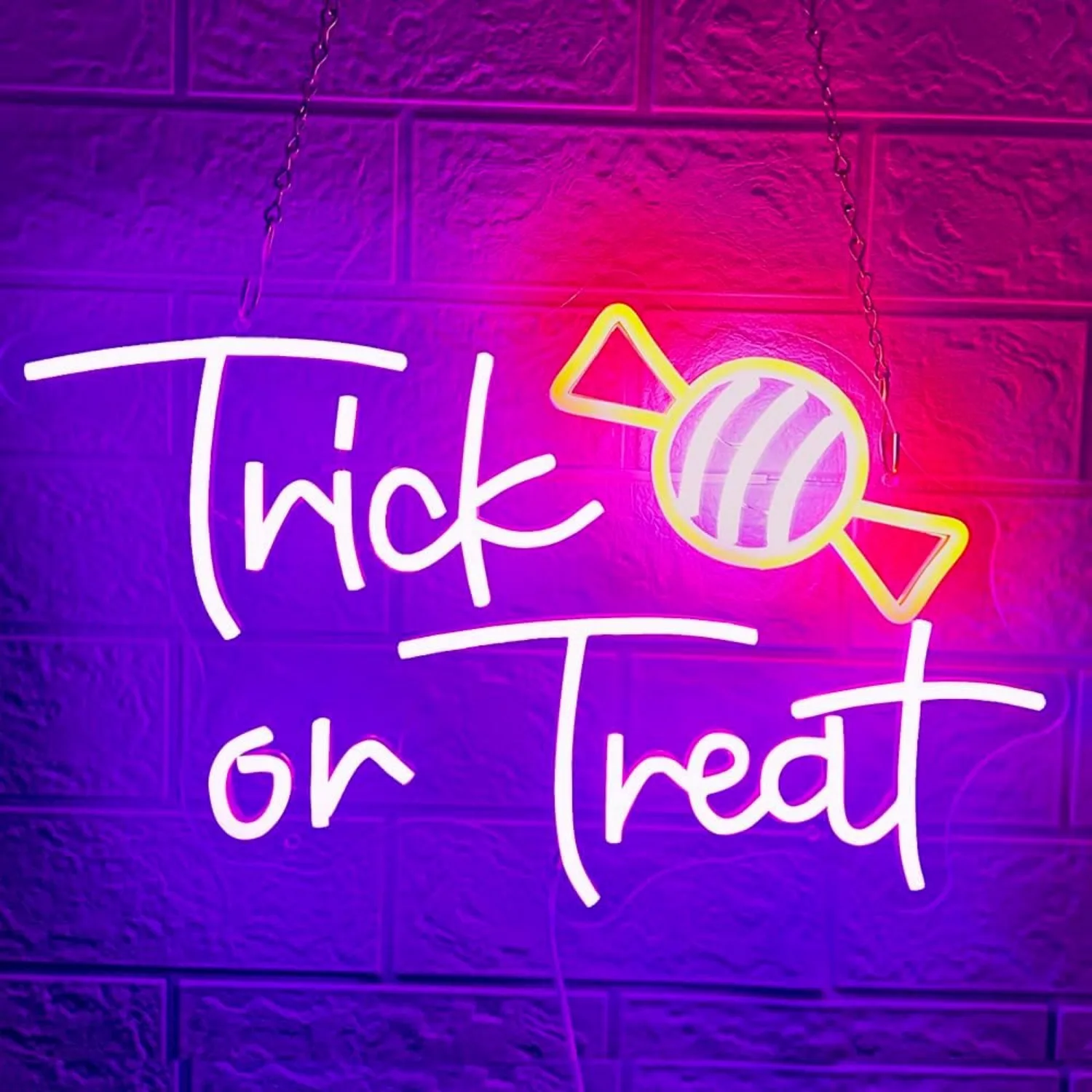 Trick or Treat Halloween Neon Sign Dimmable Wall Decor Usb Powered Led Light for Home Bar Salon Coffee Shop Window Porch Door