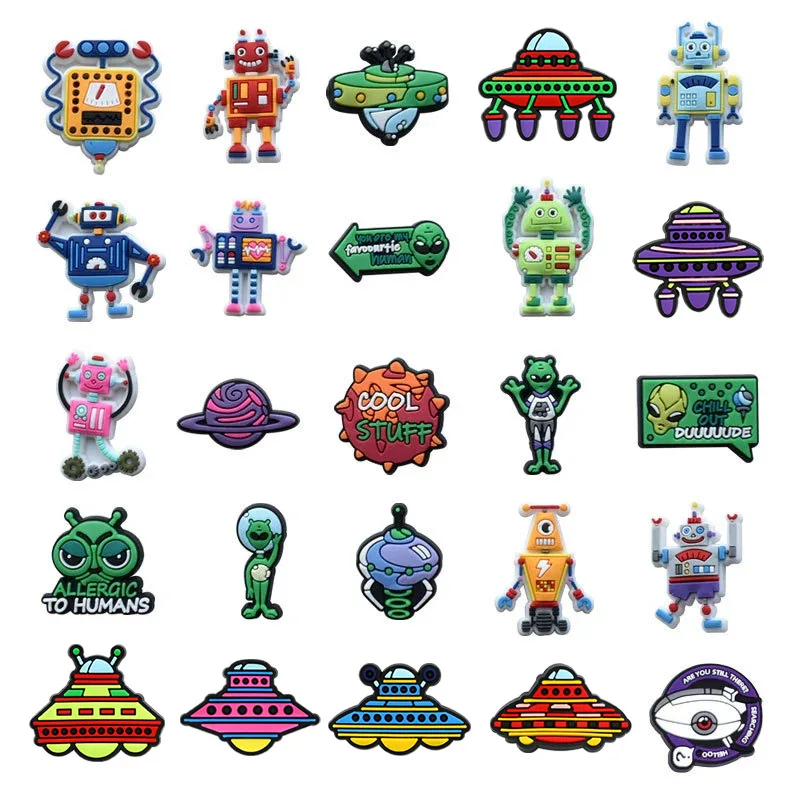 New Product Charming Trendy Space Robot Alien PVC Shoe Charms Fashion Removable DIY Decor Ornaments For Clogs Best Holiday Gift