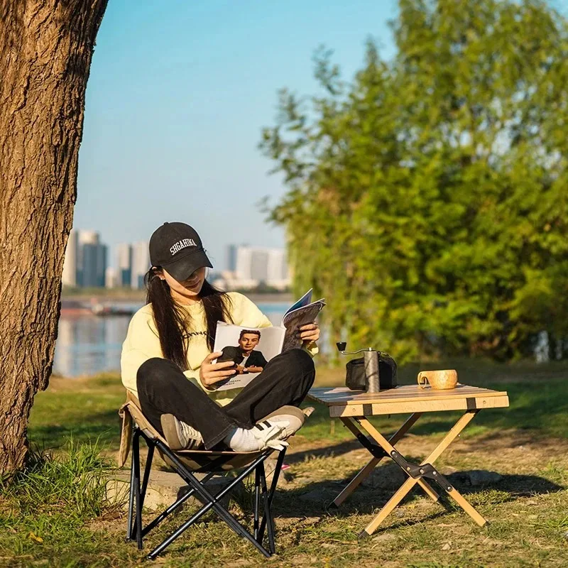 Outdoor Folding Moon Chair Portable Chair Camping Chair Picnic Gear Fishing Small Horse Stool Student Sketching view 5