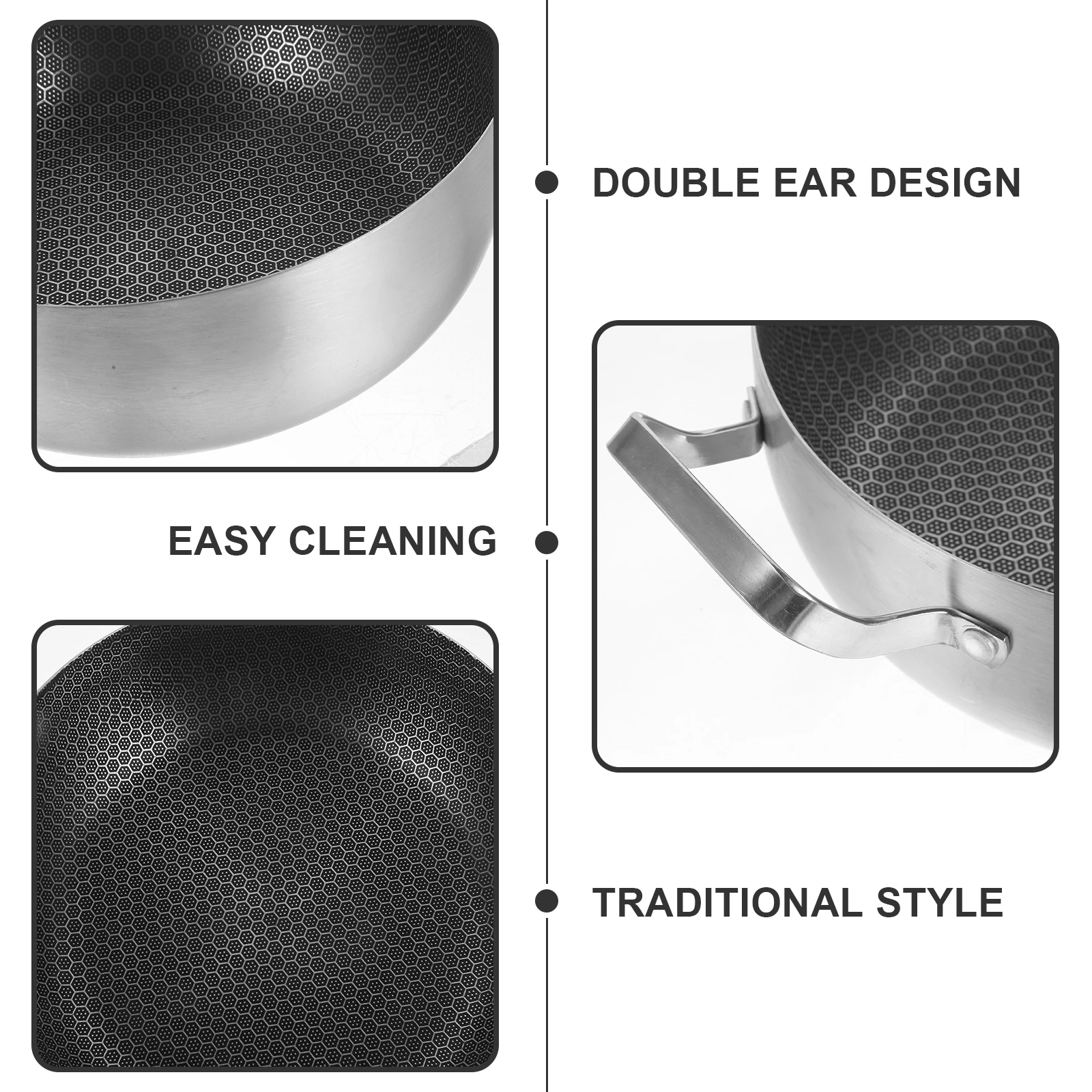 

1pc Double Handle Nonstick Frying Stainless Steel Honeycomb Coating Kitchen Cookware For Eggs Breakfast Small Fry Pan Household