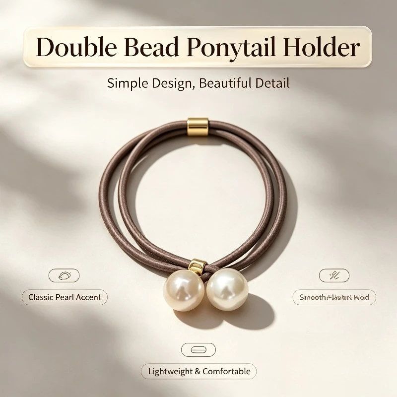 Elegant Minimalist Beaded Hair Ties for Women Elastic Ponytail Holders Daily Use