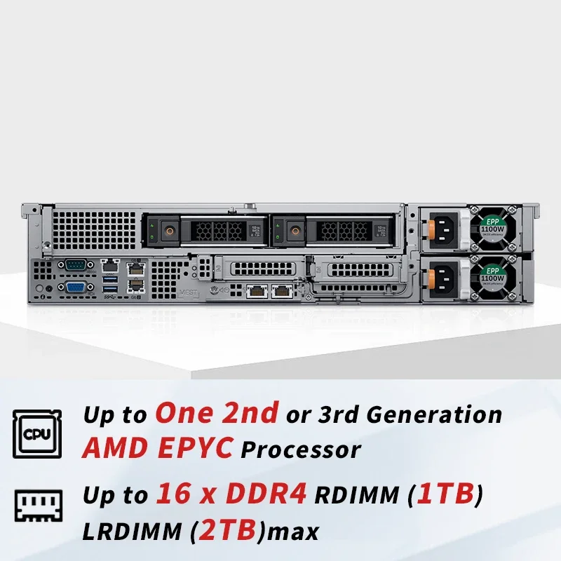 โรงงานราคา PowerEdge R7515 2U Rack Server Xeon AMD EPYC โปรเซสเซอร์ HDD SATA Disk Rack เซิร์ฟเวอร์