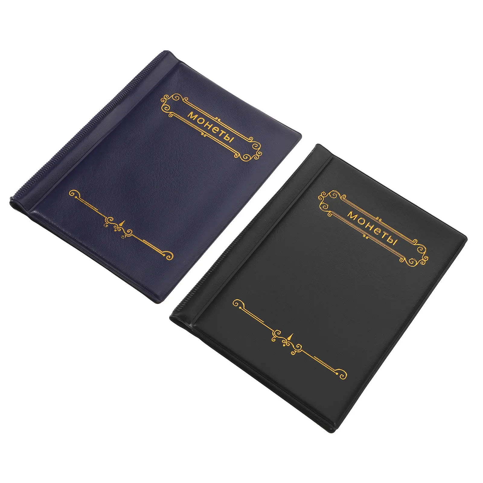 

Набор из 2-х альбомов для коллекционирования монет, прозрачные, на 120 карманов, с обложкой из ПУ, портативный органайзер-книга для хранения медных и старинных монет