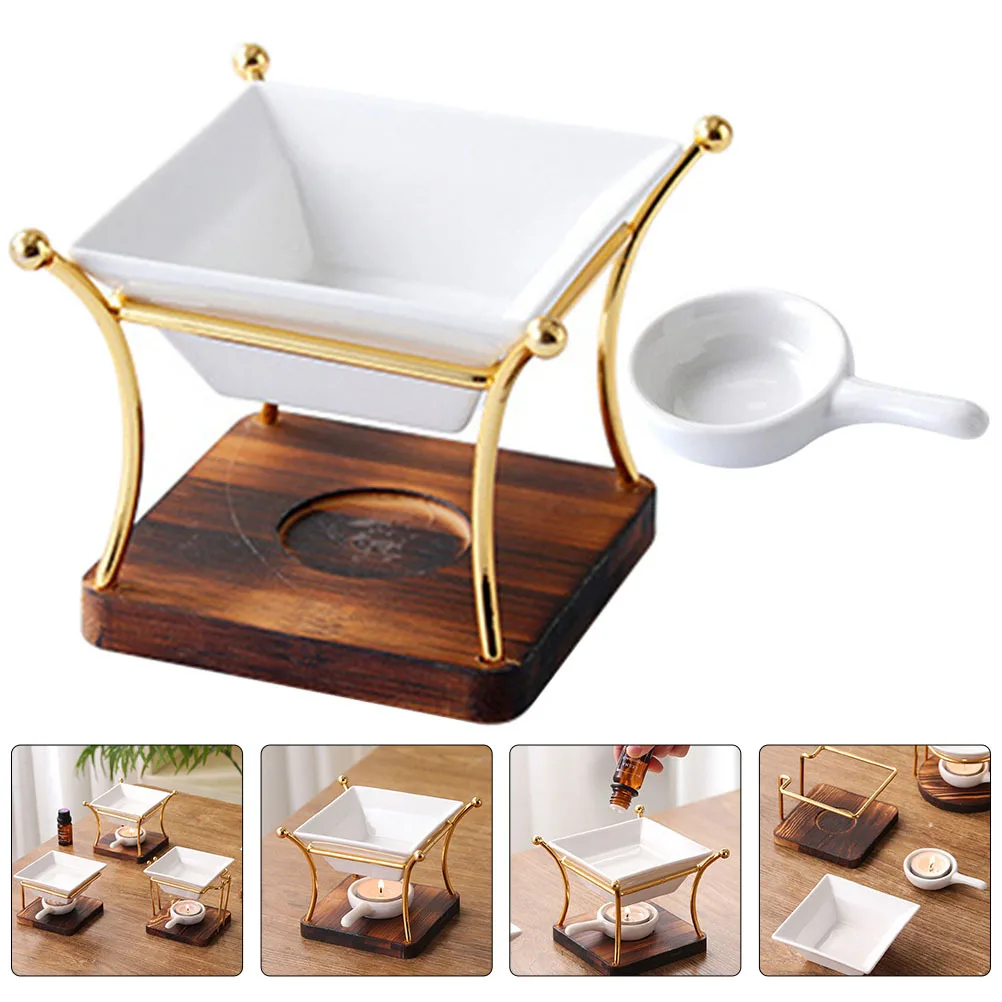 

1Set Ceramic Burner Essential Oil Wax Melt Warmer with Handle Vintage Style Aroma Diffuser for Relaxation
