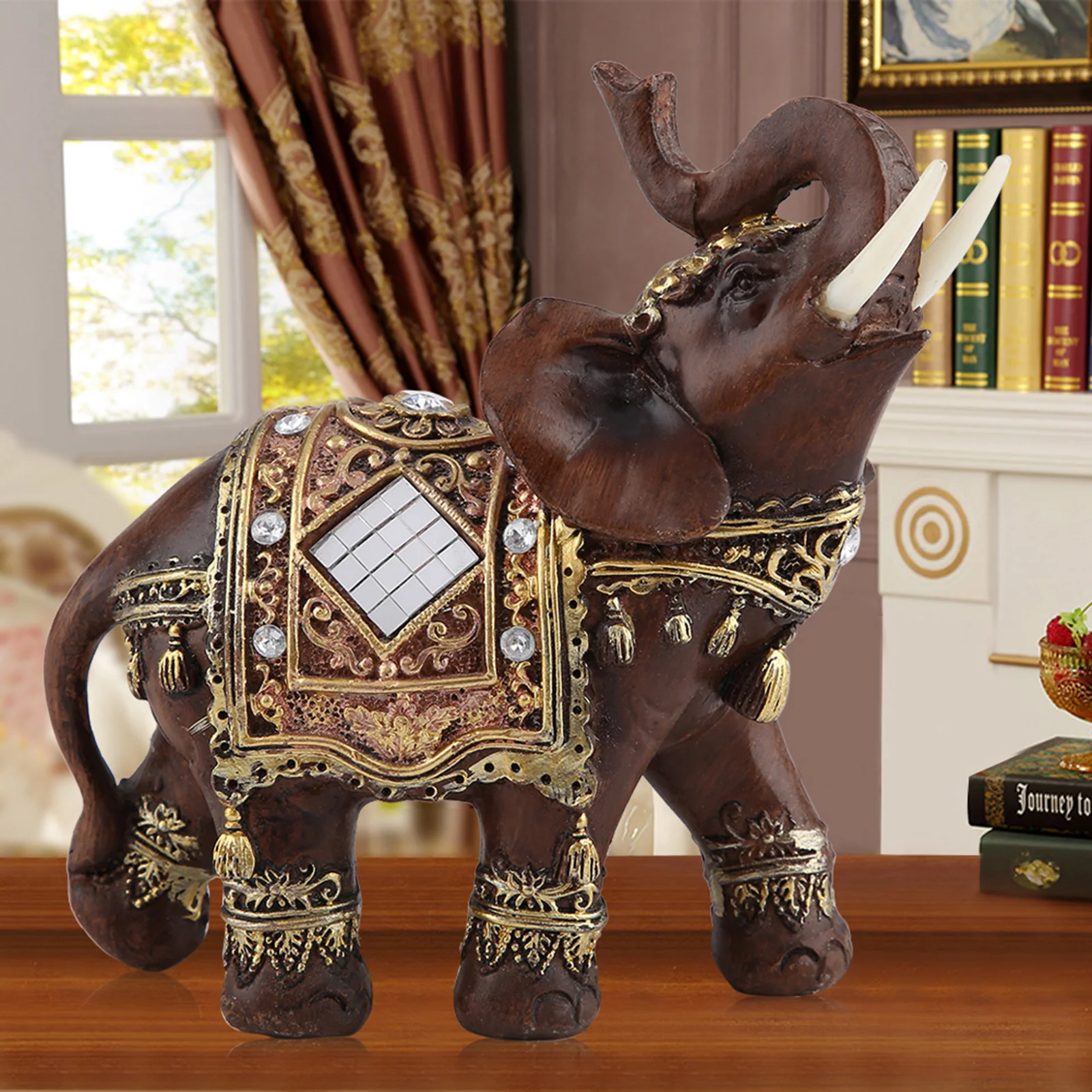 Feng Shui Elefant Glück Feng Shui Holzmaserung Elefant Statue Skulptur Reichtum Figur Geschenk Home Dekoration Elefant Skulptur