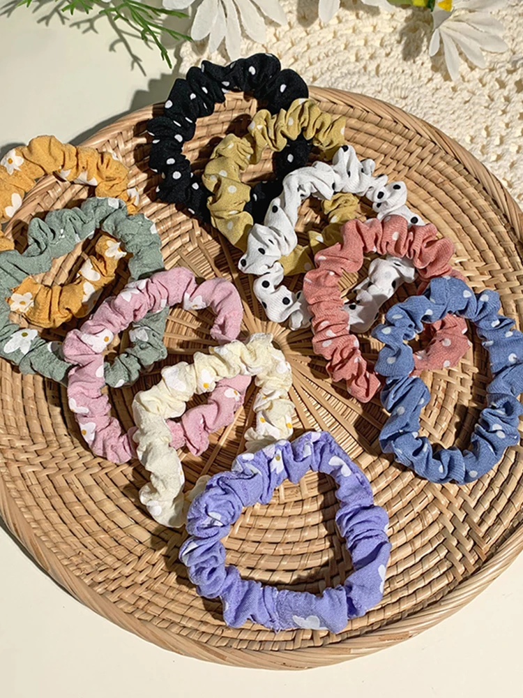 10pcs/pack Women Fashion Satin Silk Scrunchies Elastic Hair Bands SolidColor Headband Hair Ties Ponytail Holder Hair Accessories