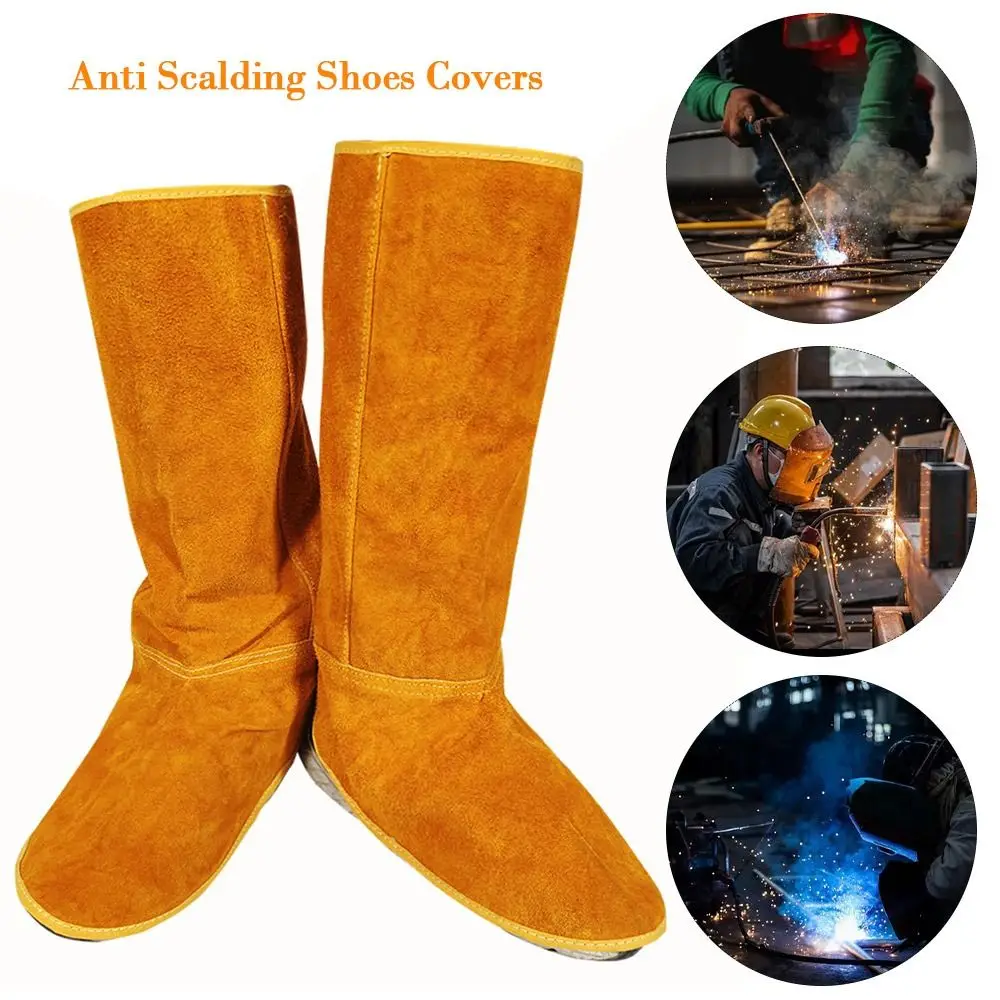 Thermal Insulation Cow Leather Welding Boot Safety Flame Resistant Welding Protective Feet Sleeve Anti Scalding Shoes Covers