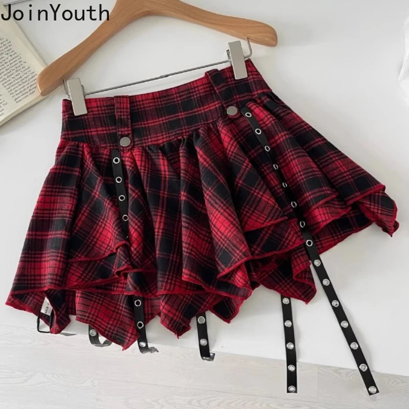 

Harajuku Plaid Skirts for Women Fashion Japanese A-line Saia Sweet Jupe 2024 Faldas Mujer De Moda Casual Summer Mini Y2k Skirt