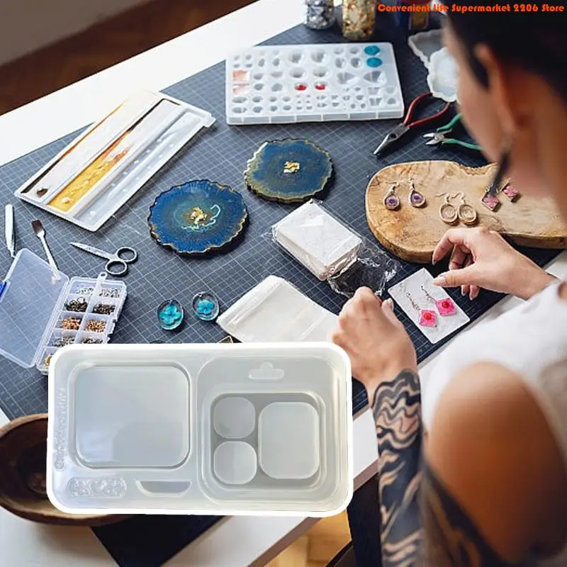 E06E Silicone Mould With Three Holes For Safe Crafting Of Decorative Small Boxes Heat Resistant Materials