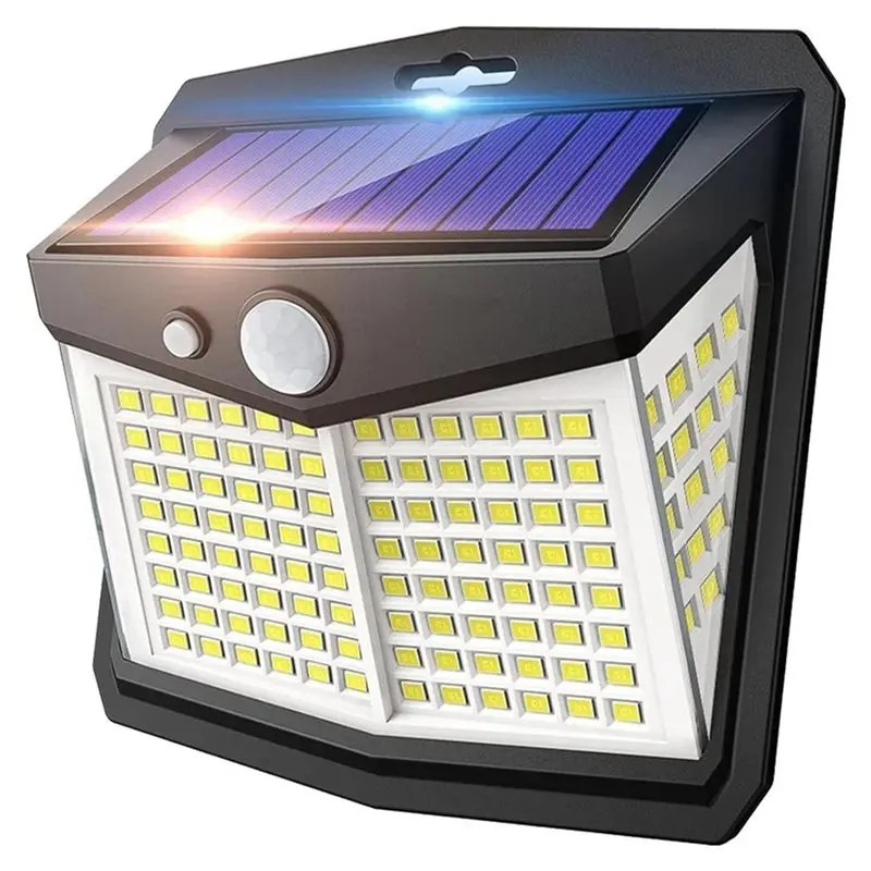 AT43-Motion Sensor Solar Wall Lights Outdoor 128 LED Security Lamps 3 Lighting Modes Waterproof For Garden Yard
