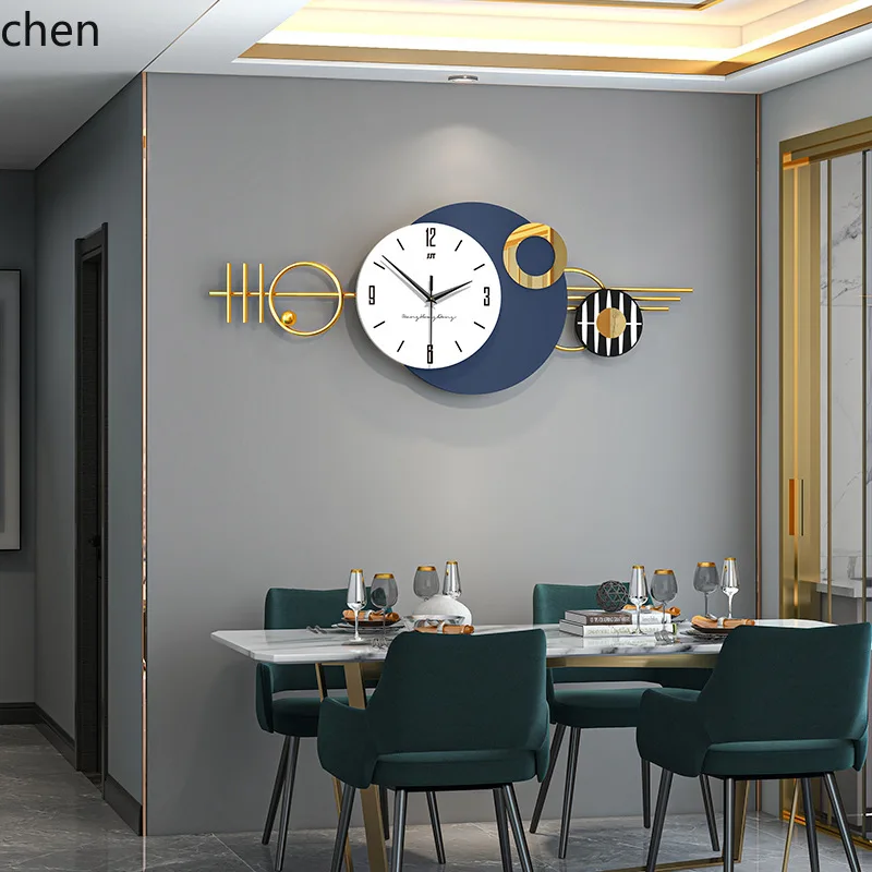 YFY Creative Light Luxury Wall Clock for Living Room, High-end Simple Decorative Wall Clock,   No Drilling Required