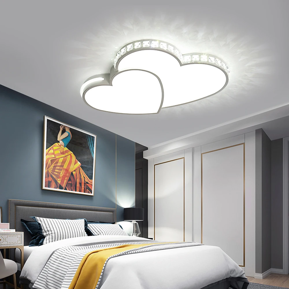 Modern Crystal Led Ceiling Light Flush Mount Lamp Fixture Heart Shaped LED Ceiling Light for Living Room Bedroom