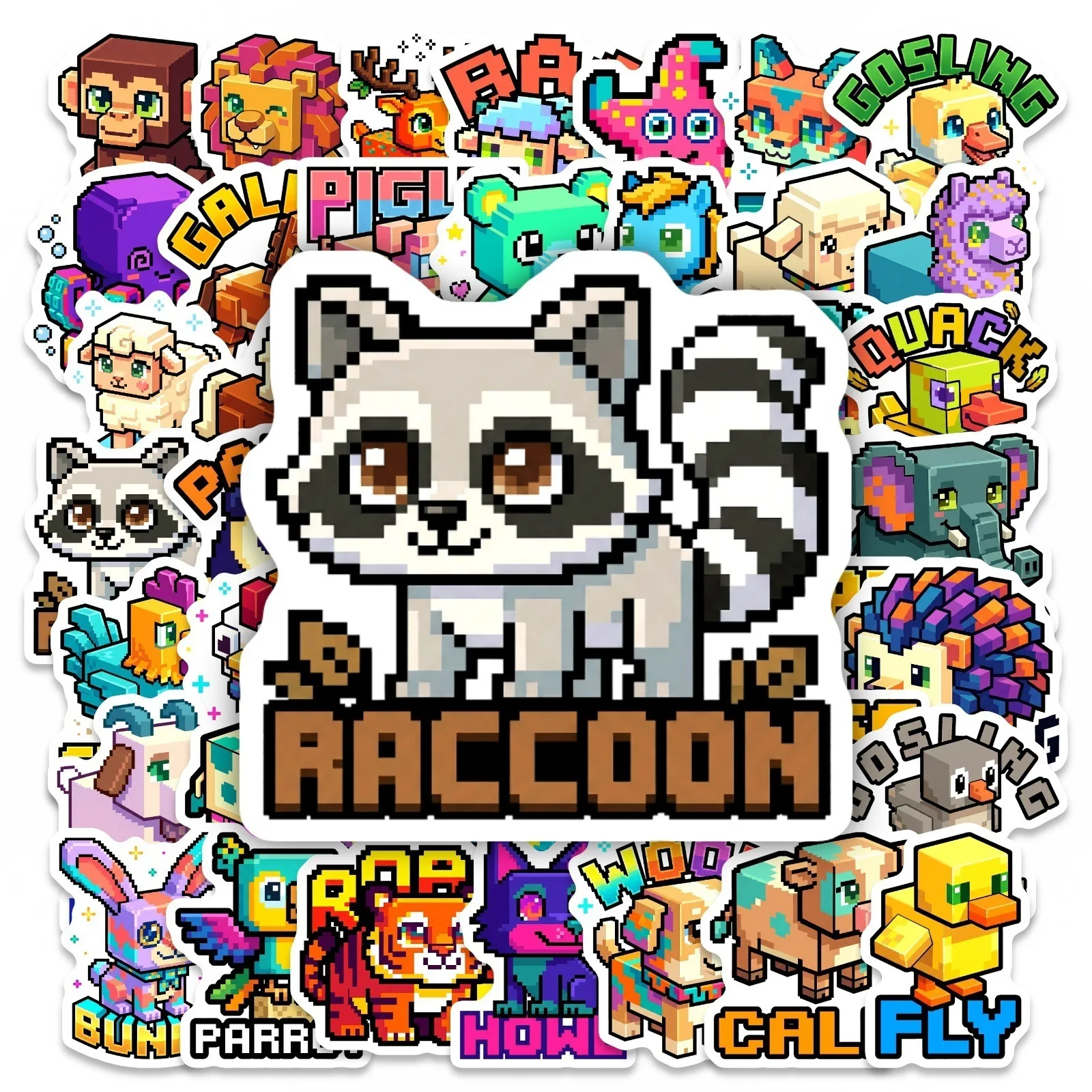50 Stück Retro-Spiel-Stil Tier-Graffiti-Aufkleber Niedliche Pixel Exquisite Mode-Sticker für Computer Notebook Schreibwaren DIY Spielzeug