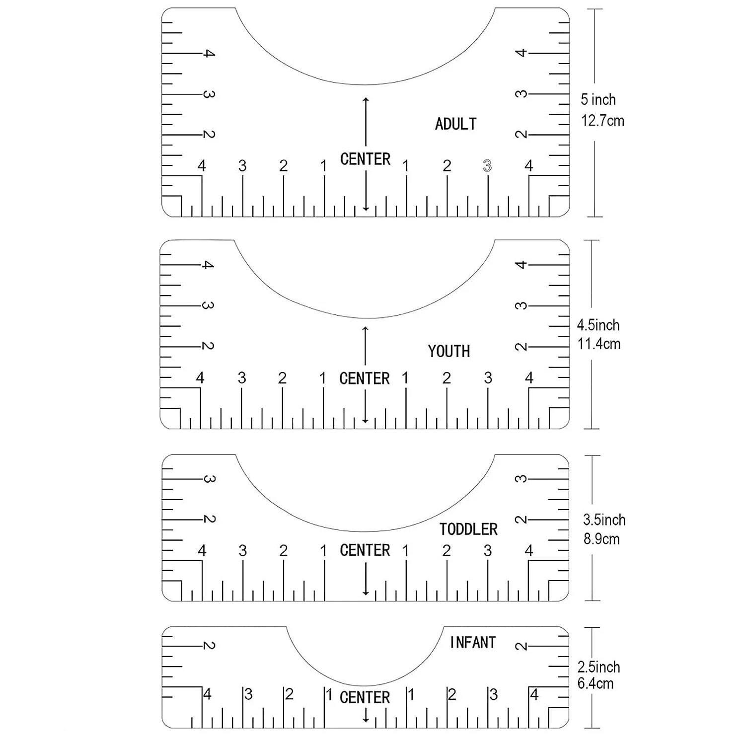 4Pcs Transparent T-Shirt Ruler Guide Alignment Tool T-Shirt Rulers to Center Design for Adult Youth Toddler Infant Sewing Tools