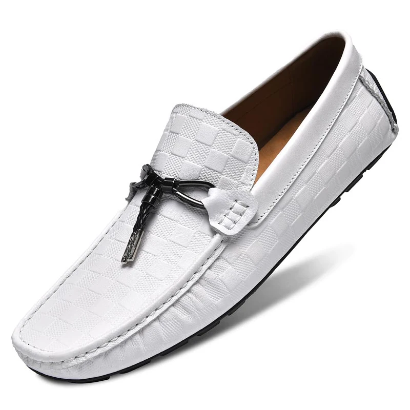 

White Tassel Loafers Men Leather Casual Luxury Shoes Designer Brand Men's Moccasins Slip-ons Mocassin Homme Mocassim Masculino