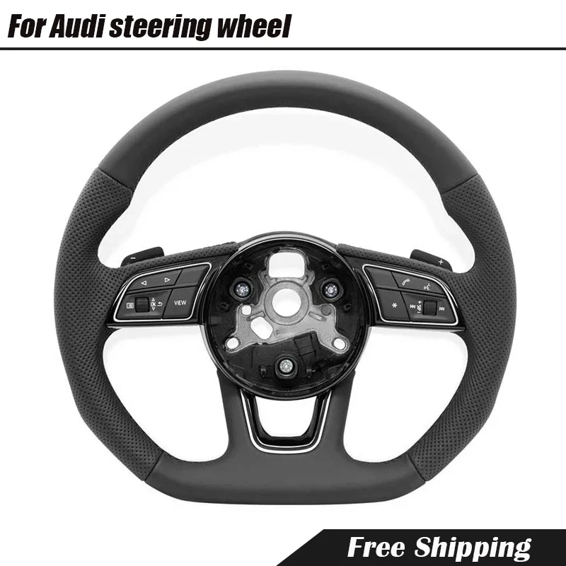 Leather Steering Wheel For Audi R8 A3 8P A4 A5 A6 C8 A7 Q2 Q3 Q5 Q7 Q8 S3 S4 S5 S6 S7 RS3 RS4 RS5 RS6 RS7 Car Accessories