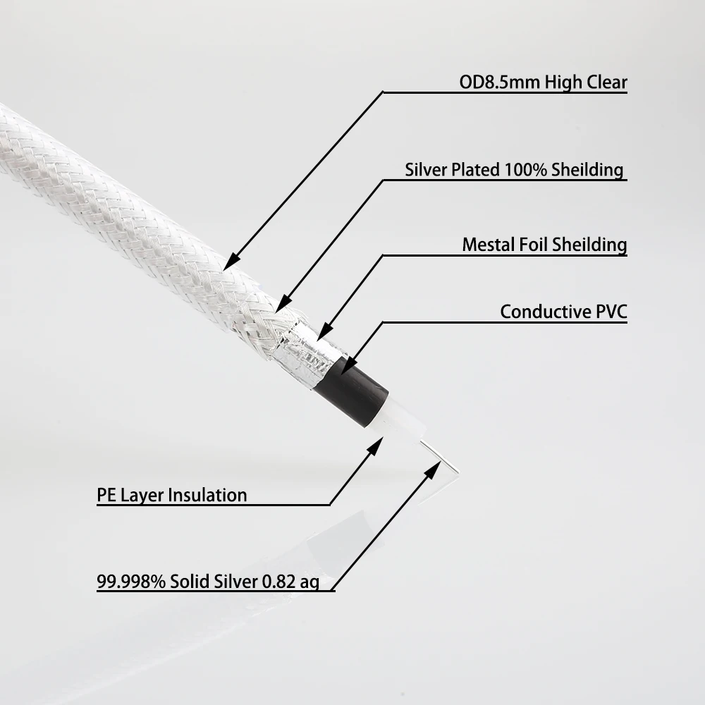 

High Quality Audiocrast DG82ag 75ohm Pure Solid Silver 99.998% Silver Pure solid Coaxial Bulk Cable Audio For DIY Digital Cable