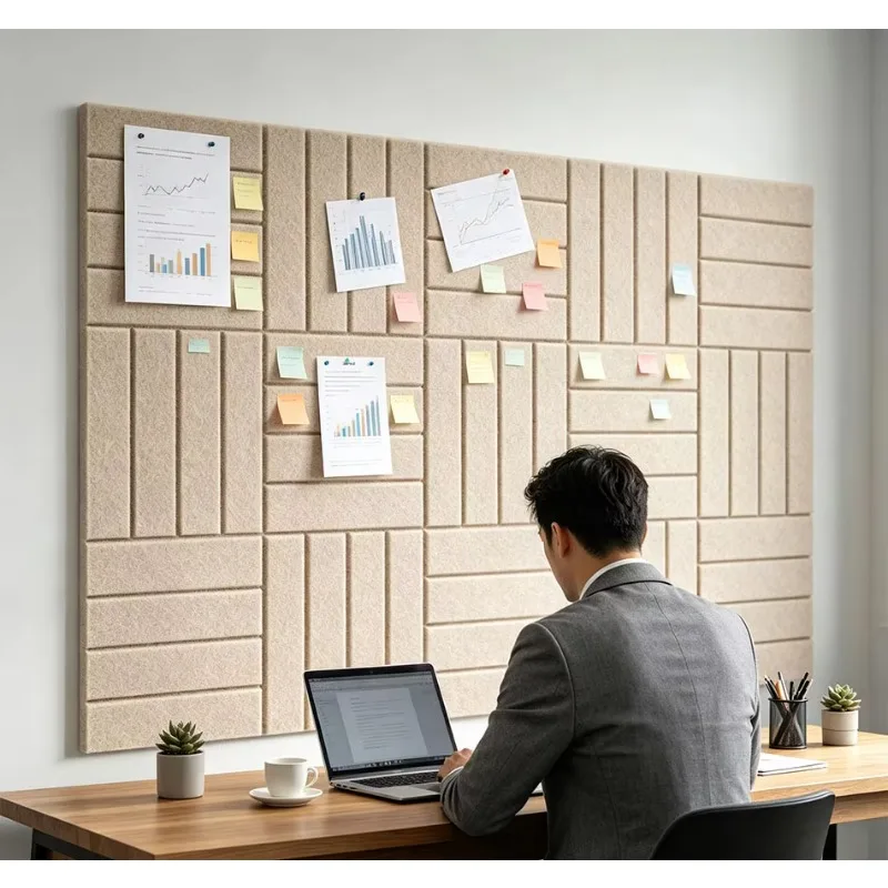 Creative Geometric Black Felt Bulletin Board for Office Wall Space Planning Work Design Collage Message Board