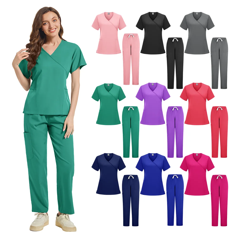 Multicolor Operating Room Scrubs Set Doctor Nurse Top Pants Lab Workwear Surgical Gown Medical Nursing Uniform Clinical Overalls