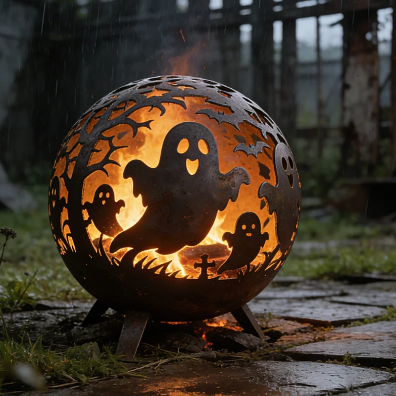 500mm/20Inch Outdoor Party Rusty Steel Ball Fire Pit Corten Fire Bowls Custom Balls Fire Pit Sphere