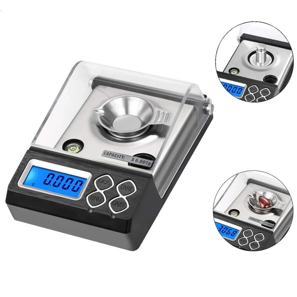 0.001g Electronic Digital Scale Portable Mini Scale Precision Professional Pocket Scale Milligram 50g Calibration Weights