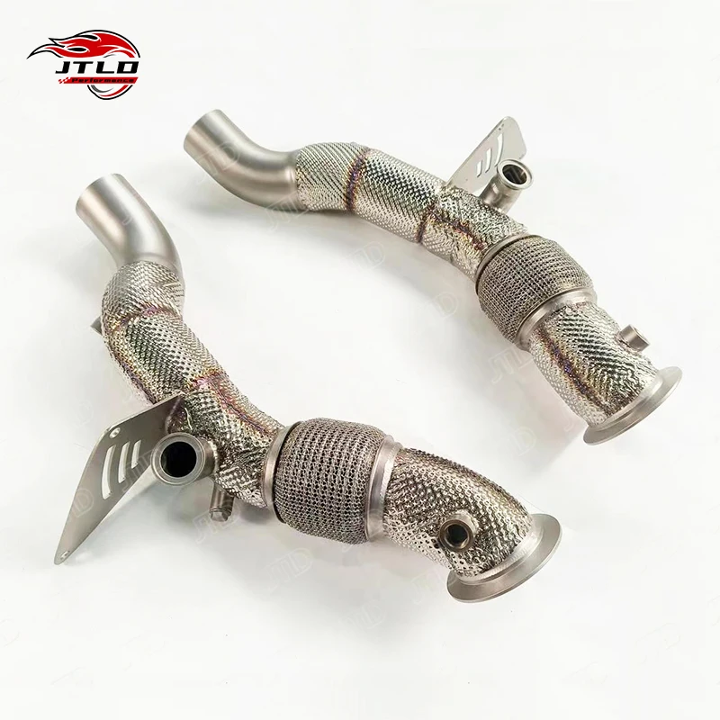 JTLD Performance 304SS Heat Shield 1.5mm Exhaust Straight Pipe Downpipes For Ferrari F8 Tibuto 3.9L V8 2019+
