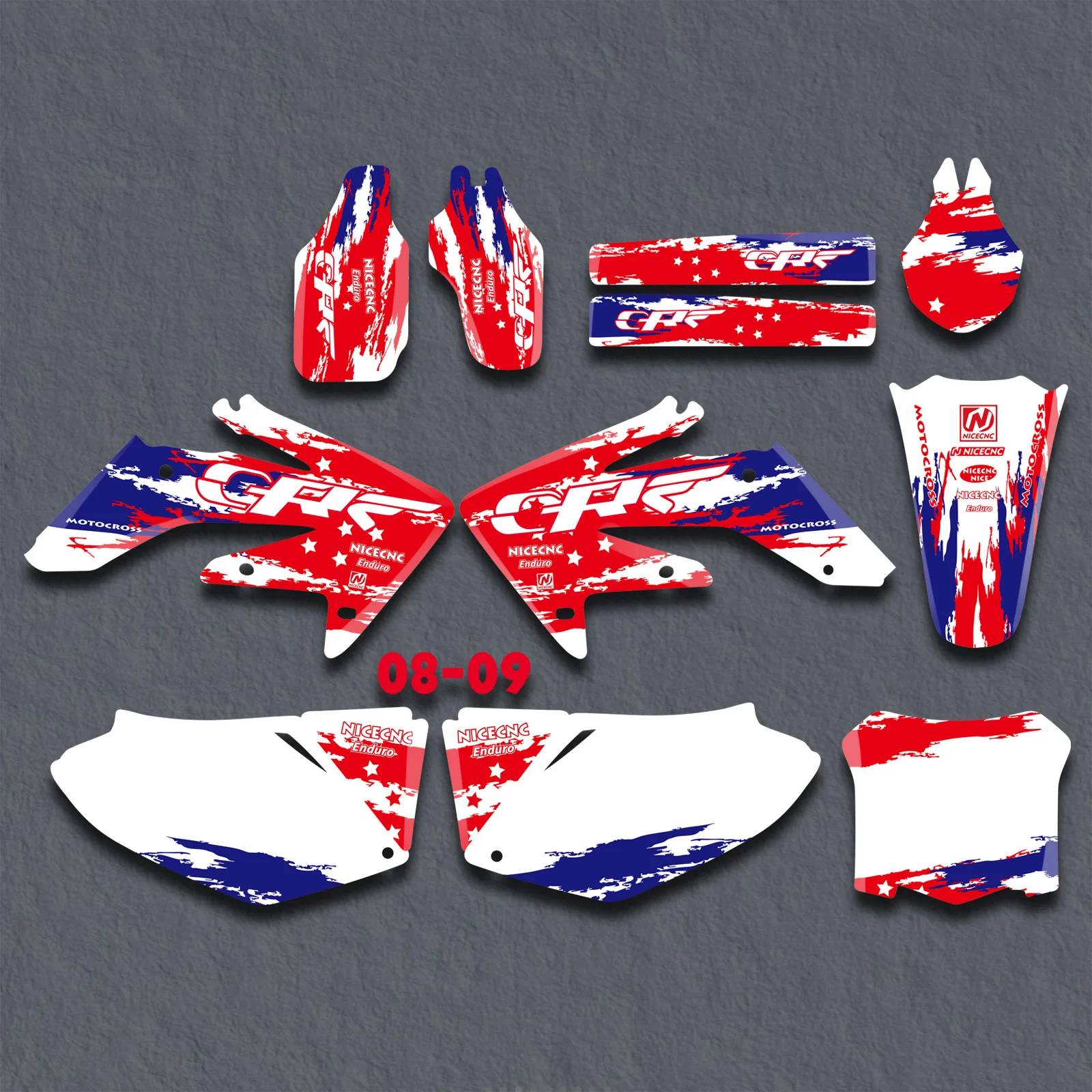 NiceCNC For Honda CRF250 CRF 250 2008 2009 Motorcycle Fairing Graphics Background Decals Sticker Kit Customize Personality