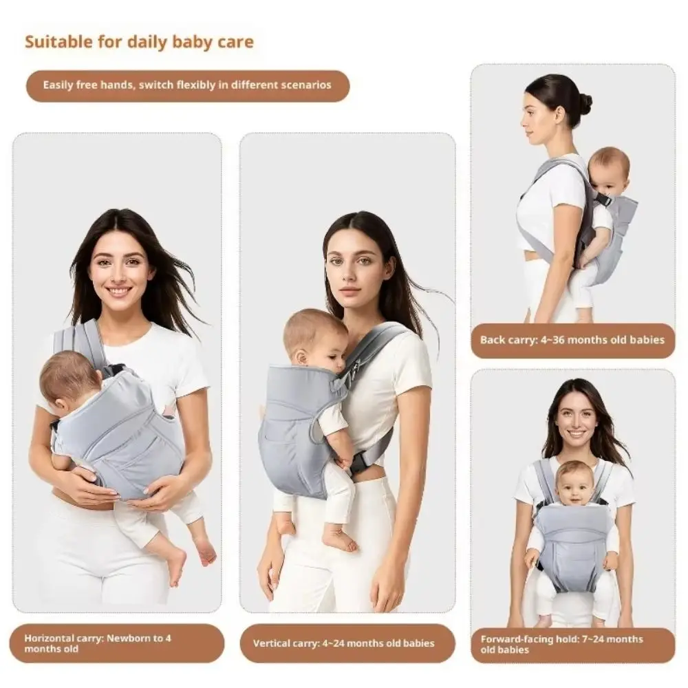 Breathable Design Baby Wrap Carrier Portable Type Four Carrying Methods Newborn Sling Front Hug Comfortable Sling view 4