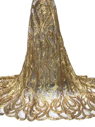 Tessuto di paillettes lucido oro motivo geometrico tessuto di pizzo artificiale abbigliamento abito da sposa Designer largo 125cm venduto a misura