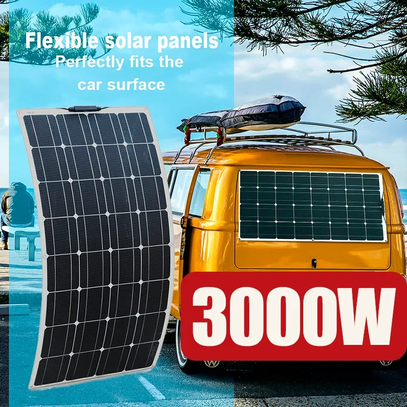 1000W-3000W Solar Panel Flexible 18V Battery Charger Dual USB Solar System with Controller Solar Cell for Phone Car Yacht RV