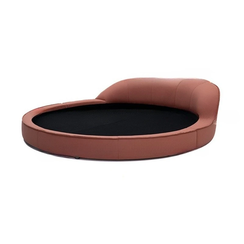 

Double bed modern minimalist Internet celebrity master bedroom family wedding bed hotel homestay theme leather round couple bed