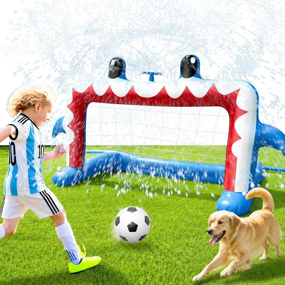 

Intoypad Water Sprinkler ootball Toys, Iatable Soccer Goal with ootball or Pool Backyard Outdoor Play, Summer Water Games Outsid