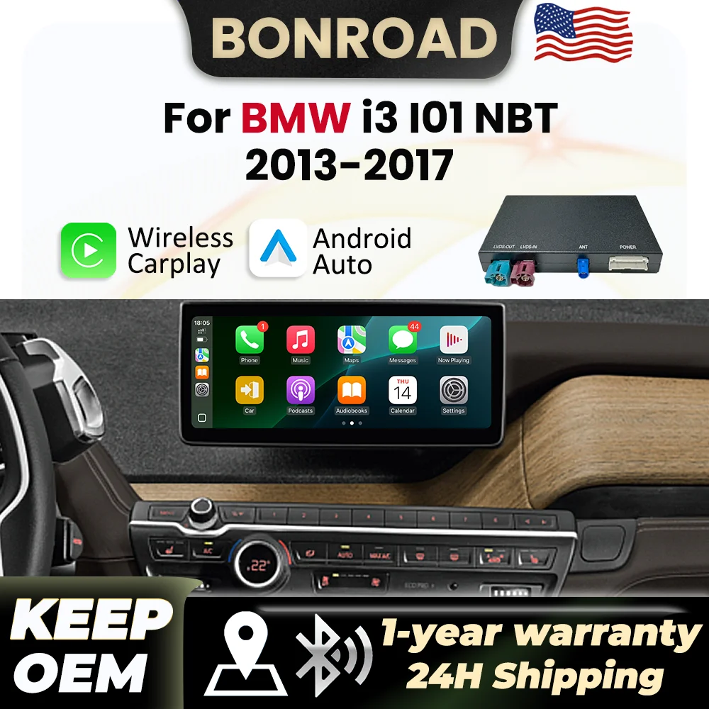 BONROAD Wireless CarPlay Android Auto Module For BMW i3 I01 NBT 2013 2014 2015 2016 2017 Mirror Link AirPlay Car Play Rear Camera BT GPS Navigation Decoder