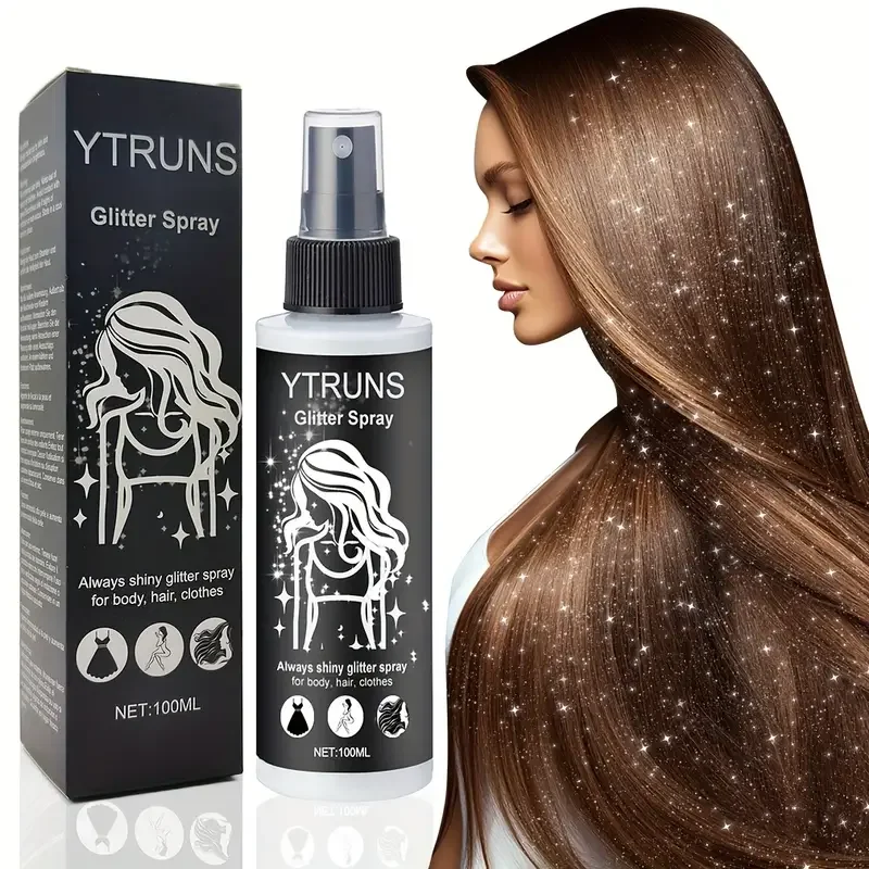 100ml Quick-Dry Glitter Spray-High Gloss Shimmer for Lips, Eyes & Face Highlight Powder Spray for Party Perform Brighten Makeup